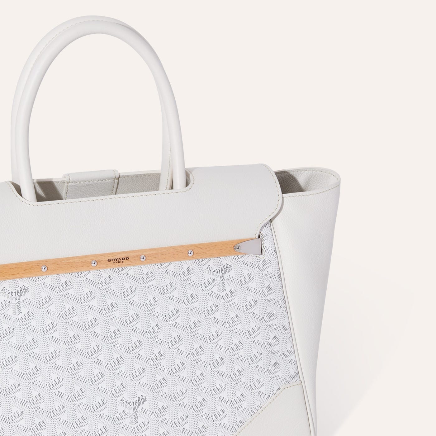 Goyard Saigon Tote White Goyardine Canvas Palladium Hardware - Image 6